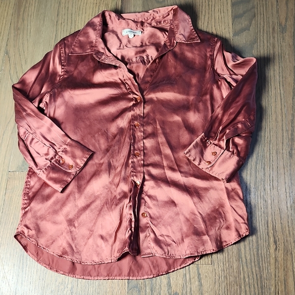 Vintage L'AGENCE Terracotta Silk Shirt - Picture 1 of 5